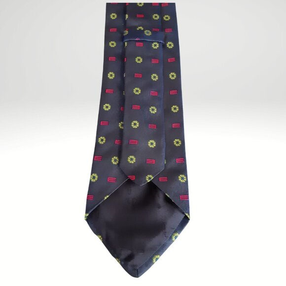 ETRO Milano 100% Silk Men's Neck Tie Navy w/ Pink "E" Logo Design - Picture 11 of 11